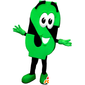 Mascot av bokstaven S, fluorescerende grønn og svart - MASFR20948 - Maskoter gjenstander