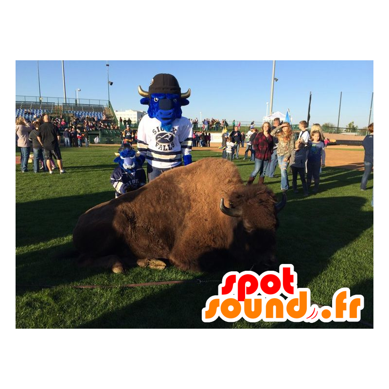 Blue buffalo mascot, awesome - MASFR20951 - Animal mascots Blue buffalo mascot, awesome - MASFR20951 - Animal mascots