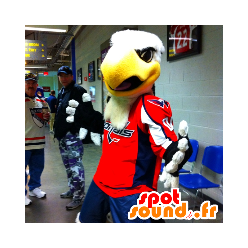 Mascot witte adelaar, zwart en geel - MASFR20952 - Mascot vogels