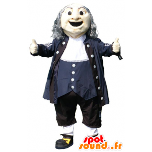 Old Man Mascot, zwarte jurk, wit en blauw - MASFR20953 - man Mascottes