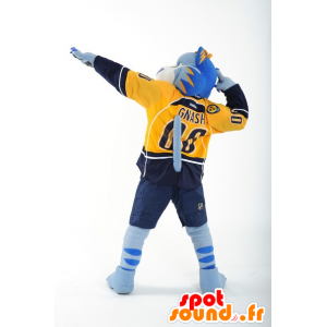 Mascotte de tigre bleu, blanc et jaune - MASFR20955 - Mascottes Tigre