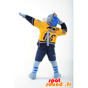 Tiikeri Mascot sininen, valkoinen ja keltainen - MASFR20955 - Tiger Maskotteja