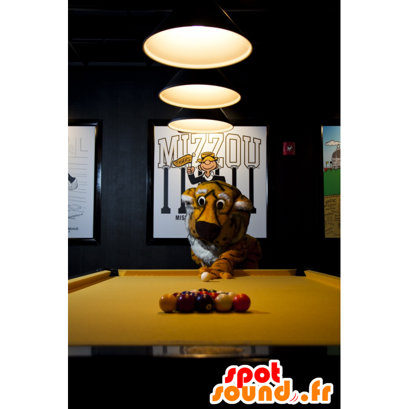 Giallo tigre mascotte, in bianco e nero - MASFR20957 - Mascotte tigre