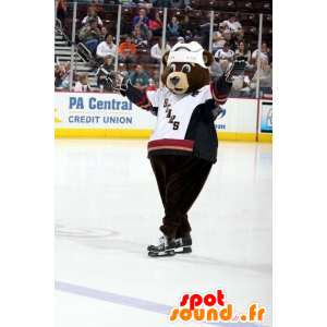 Brunbjörnmaskot i hockeyklädsel - Spotsound maskot