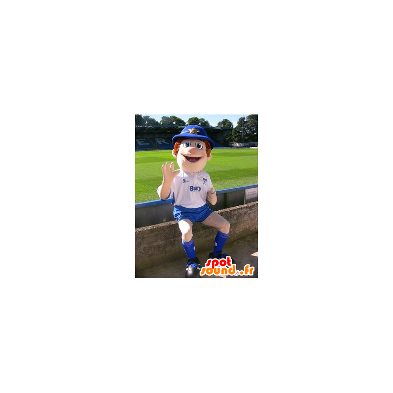 Boy Mascot, politieagent, blauwe en witte outfit - MASFR20971 - mascottes Child
