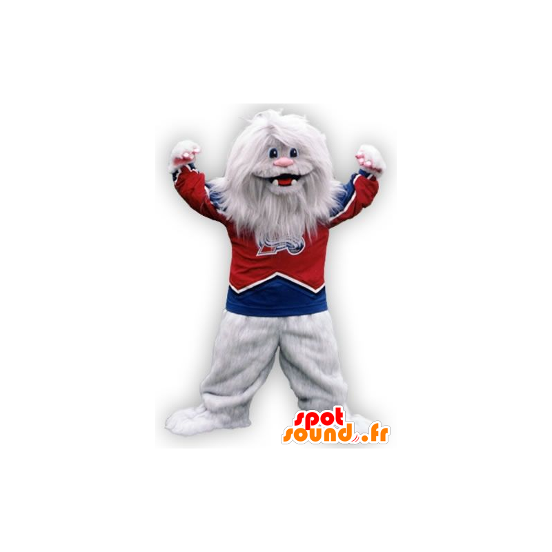 Mascotte yeti bianco, bianco mostro peloso - MASFR20987 - Mascotte di mostri