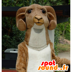 Gedemaskot, brun og hvid ram - Spotsound maskot kostume