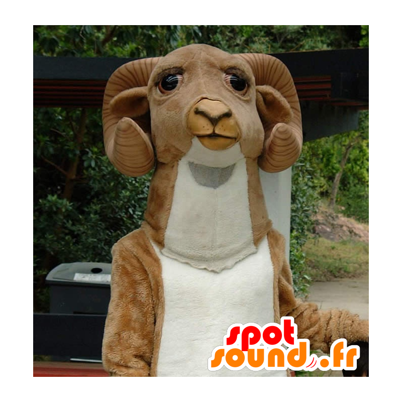 Gedemaskot, brun og hvid ram - Spotsound maskot kostume Gedemaskot, brun og hvid ram - Spotsound maskot kostume