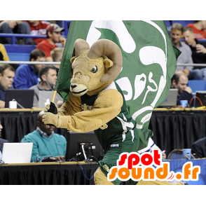 Geit mascotte, bruin en wit ram - MASFR20988 - Mascot Bull