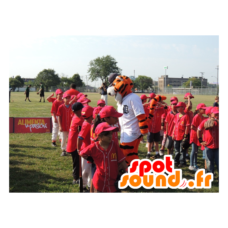 Oranžové tygr maskot, bílá a černá - MASFR20991 - Tiger Maskoti Oranžové tygr maskot, bílá a černá - MASFR20991 - Tiger Maskoti