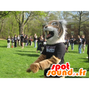 Maskot hnědý tygr, bílé a černé, velmi realistický - MASFR20994 - Tiger Maskoti