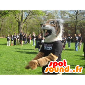 Maskot hnědý tygr, bílé a černé, velmi realistický - MASFR20994 - Tiger Maskoti