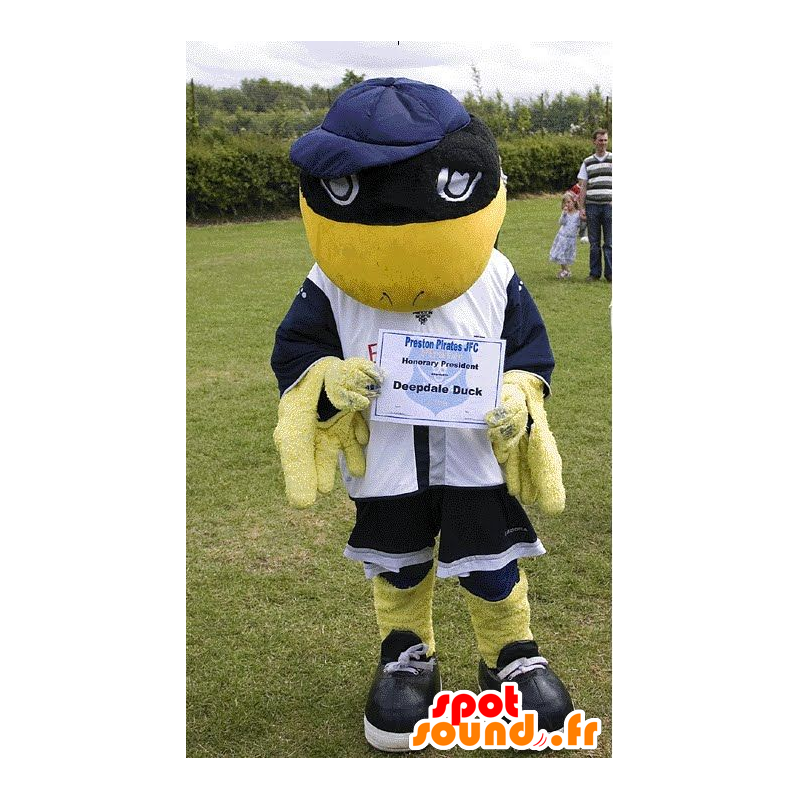 Mascot pássaro amarelo e preto, Pato Deepdale - MASFR20996 - aves mascote