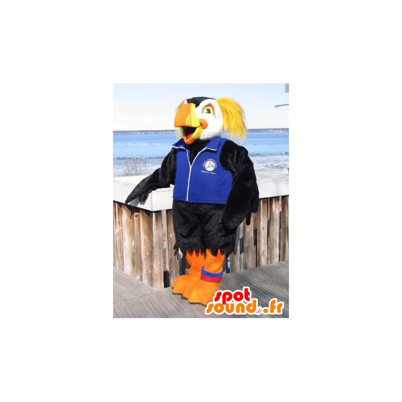 Mascot svart papegøye, hvitt og gult - MASFR20997 - Mascot fugler