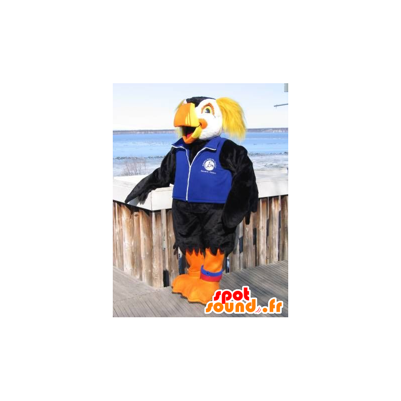 Mascot zwart papegaai, wit en geel - MASFR20997 - Mascot vogels