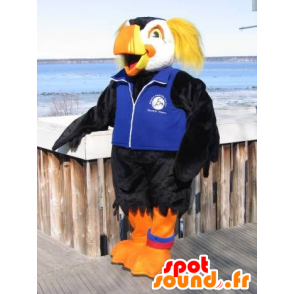 Mascot zwart papegaai, wit en geel - MASFR20997 - Mascot vogels