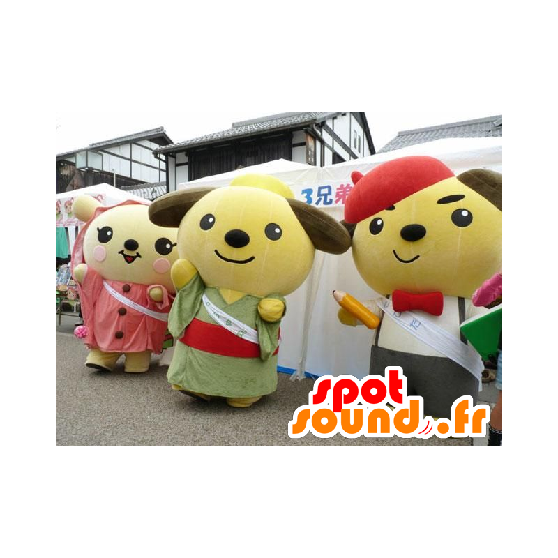 3 japanske tegneserie bamse maskotter - Spotsound maskot kostume