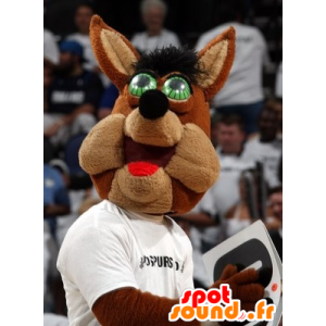 Mascot braun Wolf mit grünen Augen - MASFR21007 - Maskottchen-Wolf