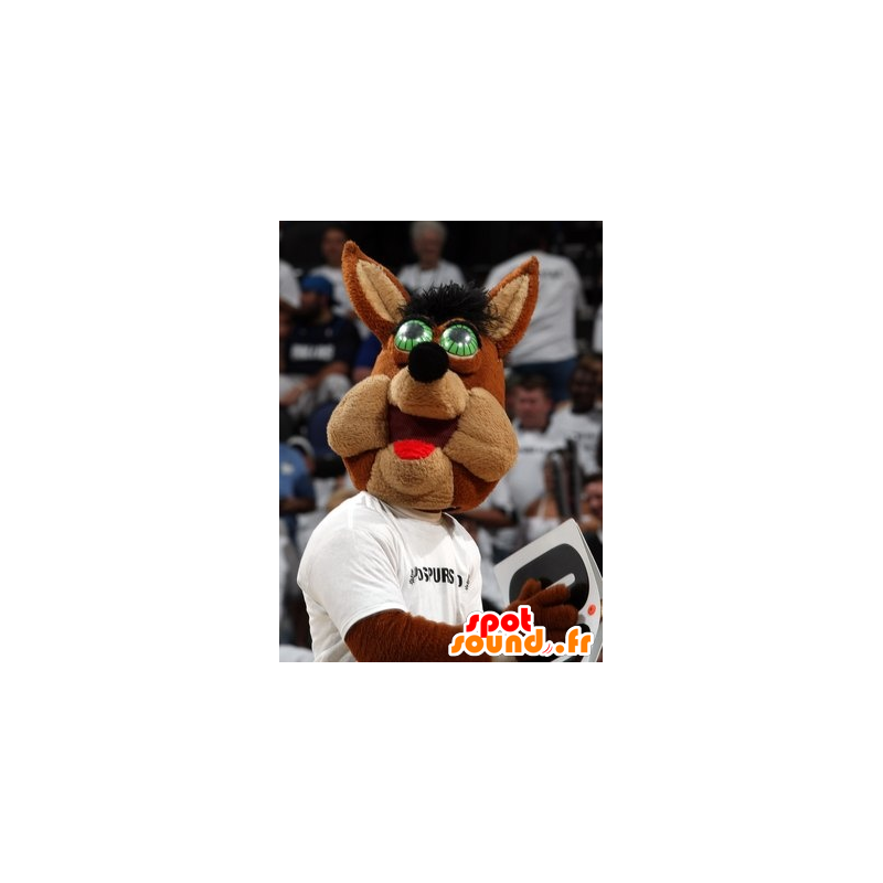 Mascot λύκος καφέ, πράσινο-eyed - MASFR21007 - Wolf Μασκότ Mascot λύκος καφέ, πράσινο-eyed - MASFR21007 - Wolf Μασκότ