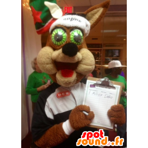 Mascot susi ruskea, greeneyed - MASFR21007 - Wolf Maskotteja