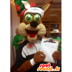 Mascot susi ruskea, greeneyed - MASFR21007 - Wolf Maskotteja