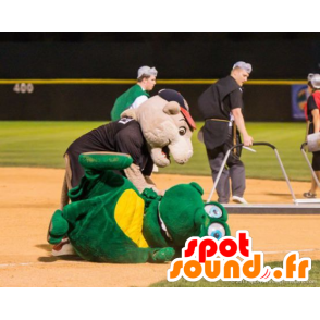 2 mascots: green crocodile and a pink pig - MASFR21010 - Mascots pig