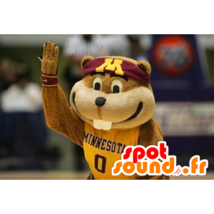 Brun og hvid marmot maskot - Spotsound maskot kostume