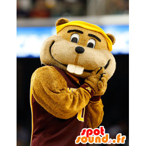 Marmot bruin en wit mascotte - MASFR21011 - Forest Animals