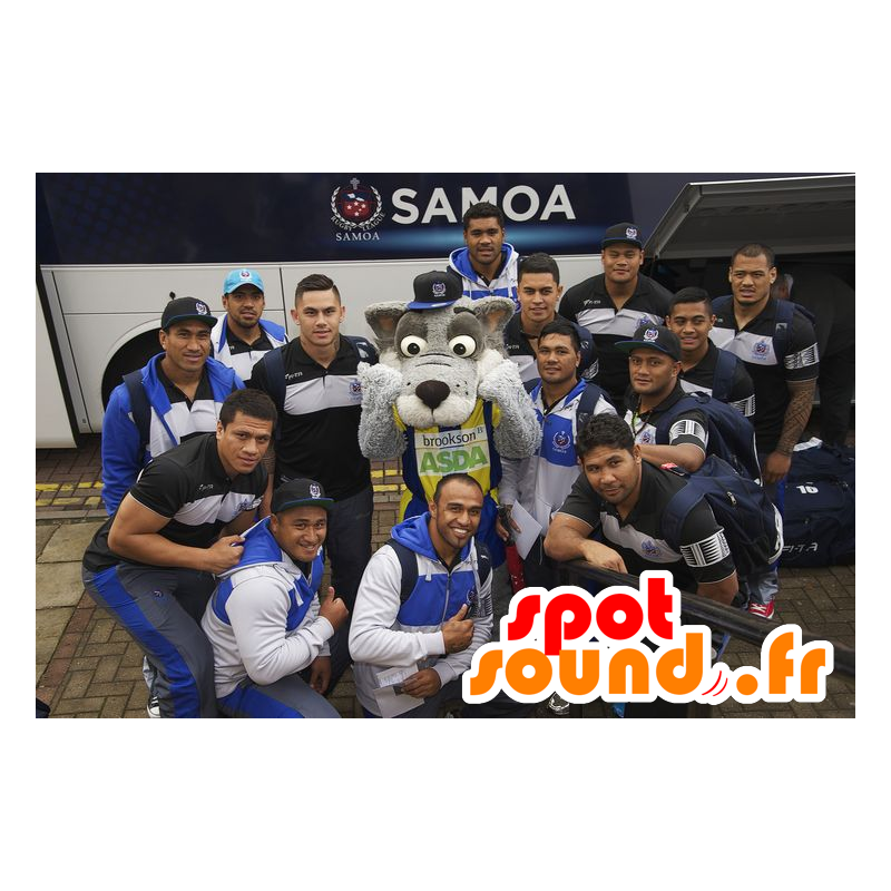 Mascot lobo cinzento, com uma cabeça grande - MASFR21013 - lobo Mascotes Mascot lobo cinzento, com uma cabeça grande - MASFR21013 - lobo Mascotes