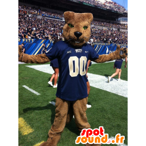 Brown tigre mascotte con gli occhi verdi - MASFR21014 - Mascotte tigre