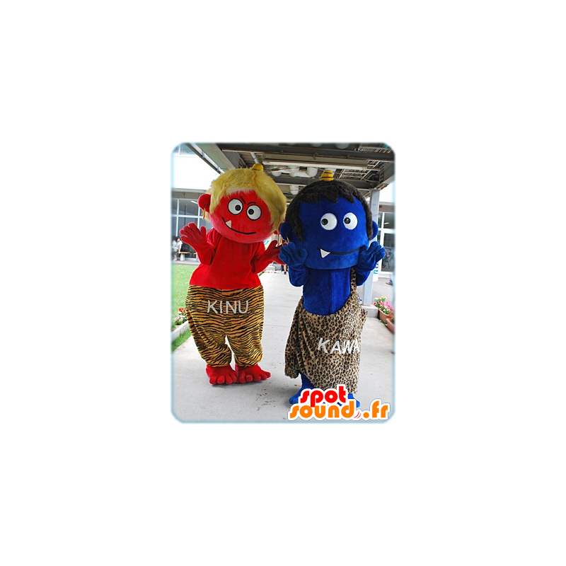 2 Maskottchen der Cro-Magnon, kleinen Monster - MASFR21026 - Monster-Maskottchen