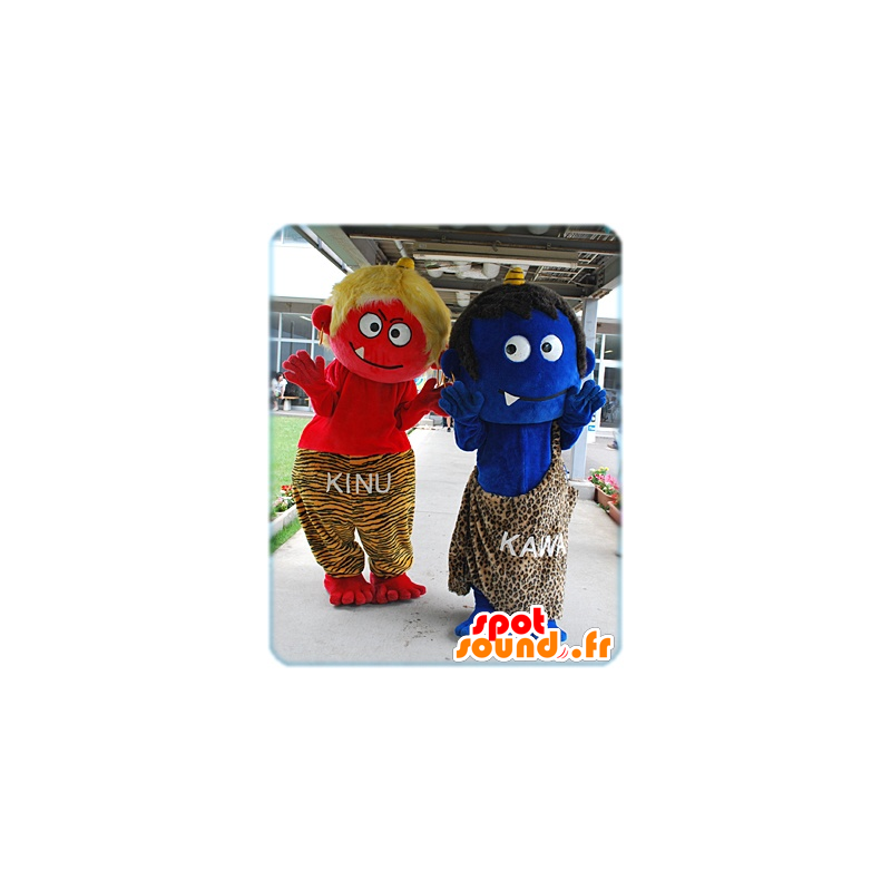 2 maskotteja Cro-Magnonin, pieniä hirviöitä - MASFR21026 - Mascottes de monstres