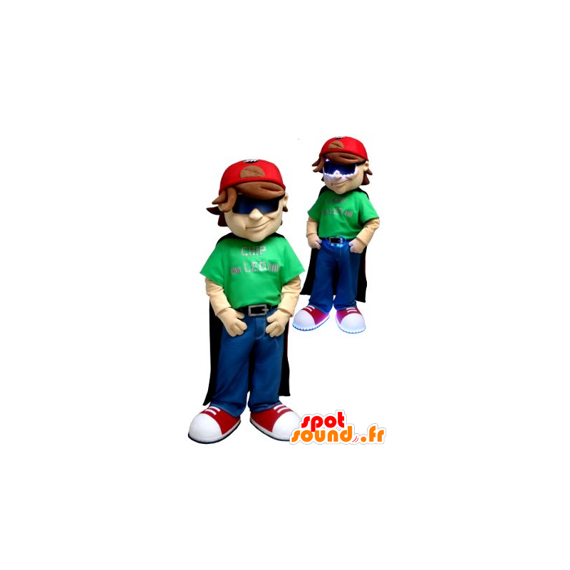 Boy mascot, with a cape and cap - MASFR21029 - Mascots child