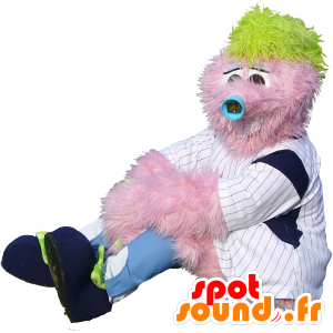 Pink mascot man, all hairy - MASFR21031 - Mascots unclassified