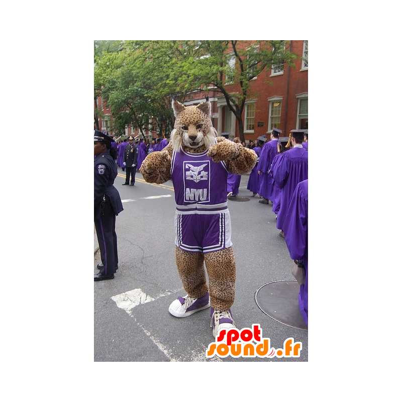 Mascota del leopardo en ropa deportiva - MASFR21039 - Mascota de deportes Mascota del leopardo en ropa deportiva - MASFR21039 - Mascota de deportes