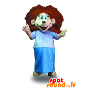 Mascotte de fille aux cheveux rouges, avec une robe de chambre - MASFR21040 - Mascottes Enfant