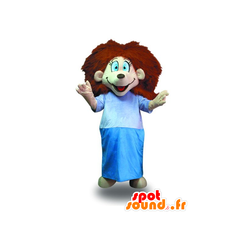 Meisje mascotte met rood haar, met een ochtendjas - MASFR21040 - mascottes Child