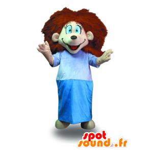 Mascot Tochter mit roten Haaren mit einem Schlafrock - MASFR21040 - Maskottchen-Kind