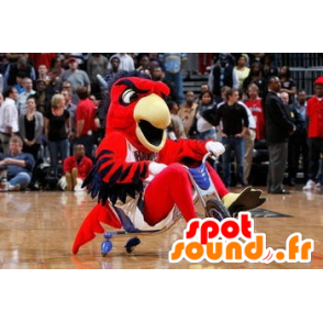 Red bird mascot, blue and yellow - MASFR21045 - Mascot of birds