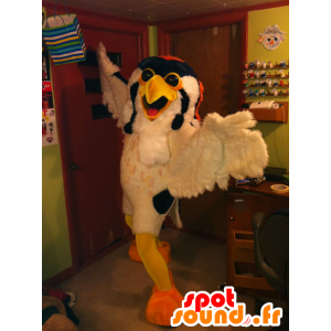 Maskot sova, bílý pták, žlutá a oranžová - MASFR21052 - maskot ptáci