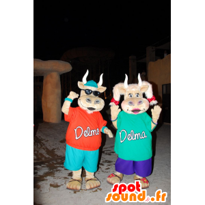 2 mascotes vacas bonitos e coloridos - MASFR21053 - Mascotes vaca