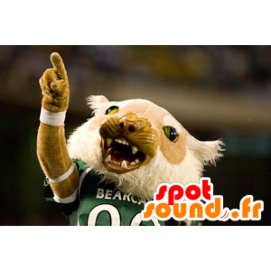 Mascot beige og hvid tiger, brølende - Spotsound maskot kostume