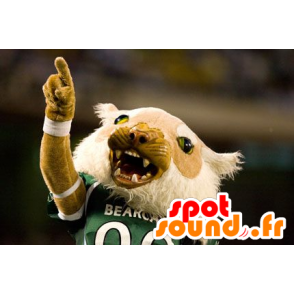 Mascot beige og hvid tiger, brølende - Spotsound maskot kostume