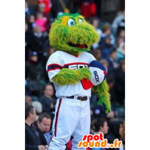 Green crocodile mascot, all hairy, Dinosaur - MASFR21056 - Mascot of crocodiles