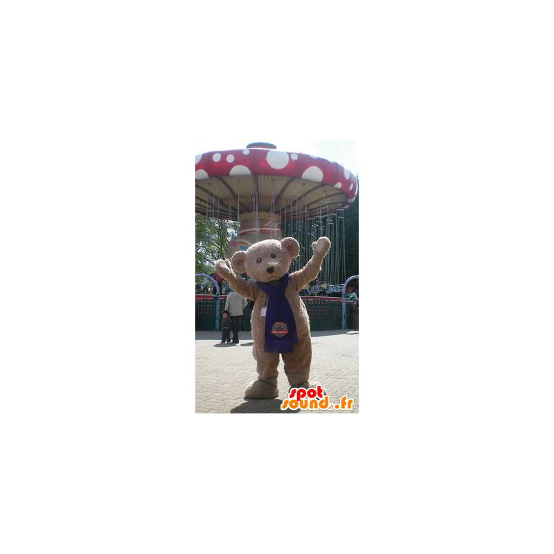 Beige teddy mascotte - MASFR21059 - Bear Mascot