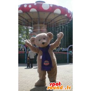 Beige teddy mascot - MASFR21059 - Bear mascot