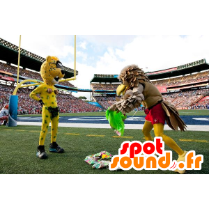 Gele tijger mascotte, wit en zwart met een zonnebril - MASFR21064 - Tiger Mascottes