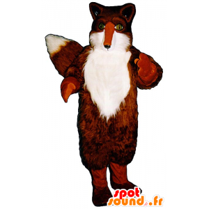 Laranja e branco mascote raposa, olhos verdes - MASFR21070 - Fox Mascotes
