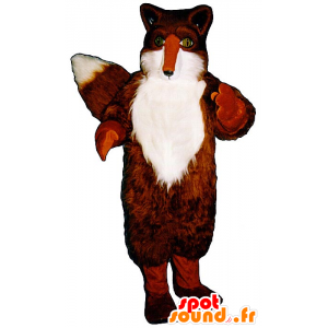 Mascotte de renard orange et blanc, aux yeux verts - MASFR21070 - Mascottes Renard