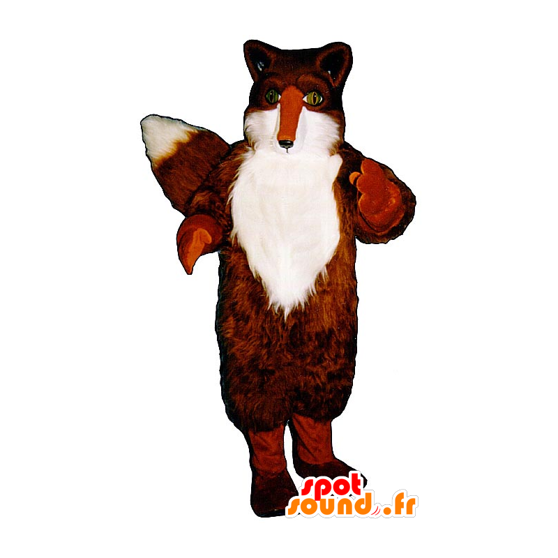 Mascotte de renard orange et blanc, aux yeux verts - MASFR21070 - Mascottes Renard